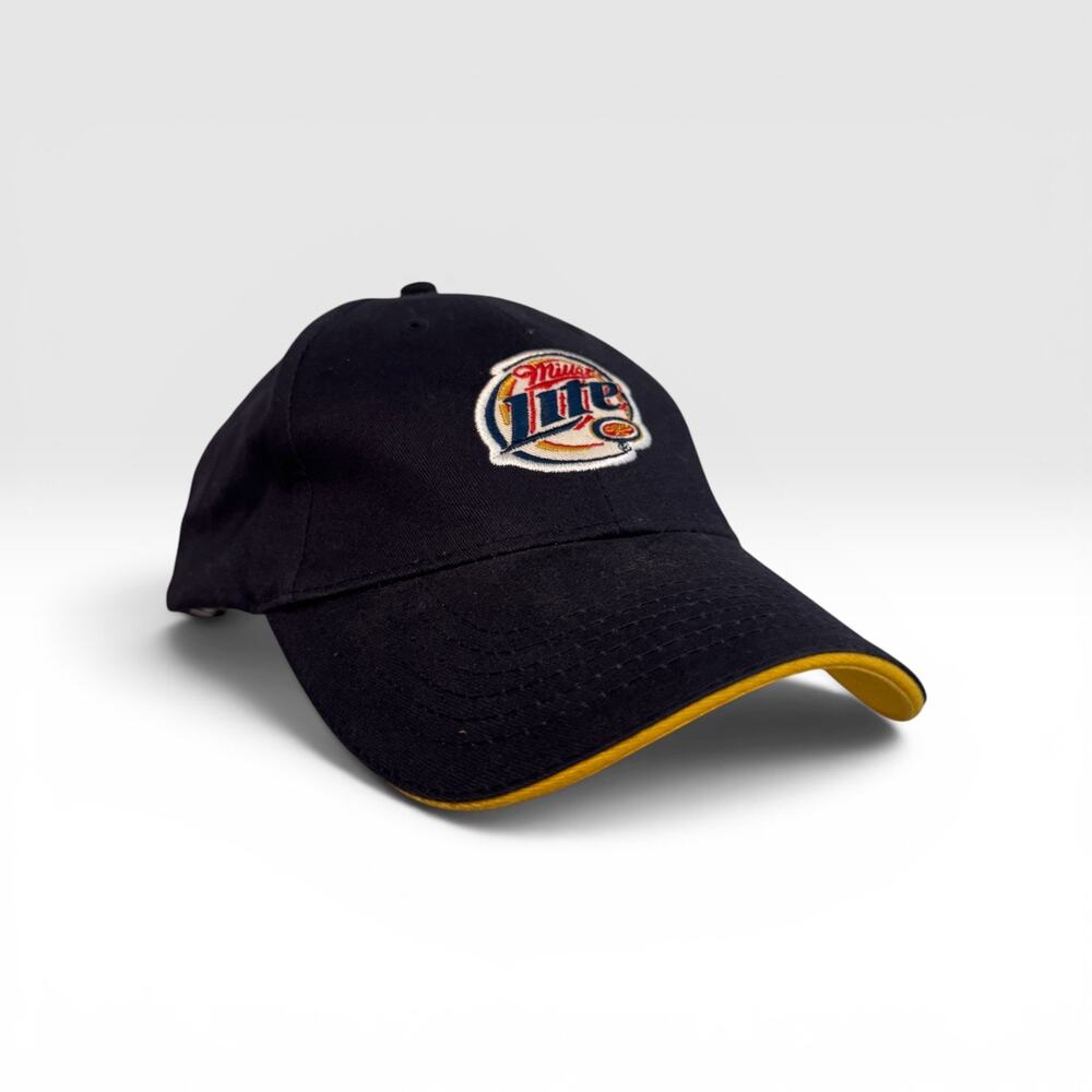 Miller Lite Beer Embroidered Navy Blue Adjustable Velcro Baseball Cap Hat